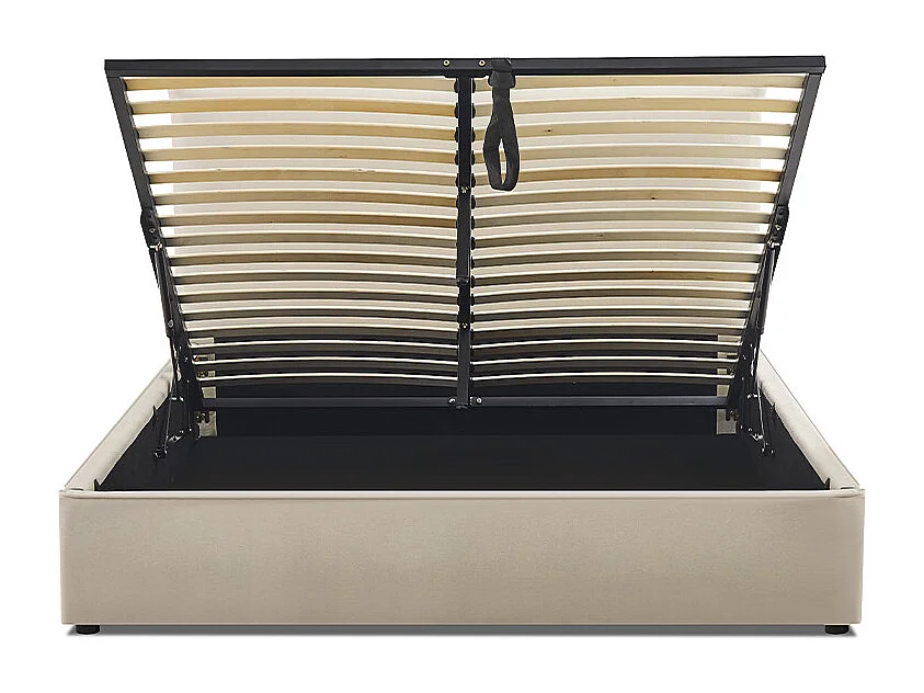 Lit coffre Opéra effet lin beige 160x200 cm