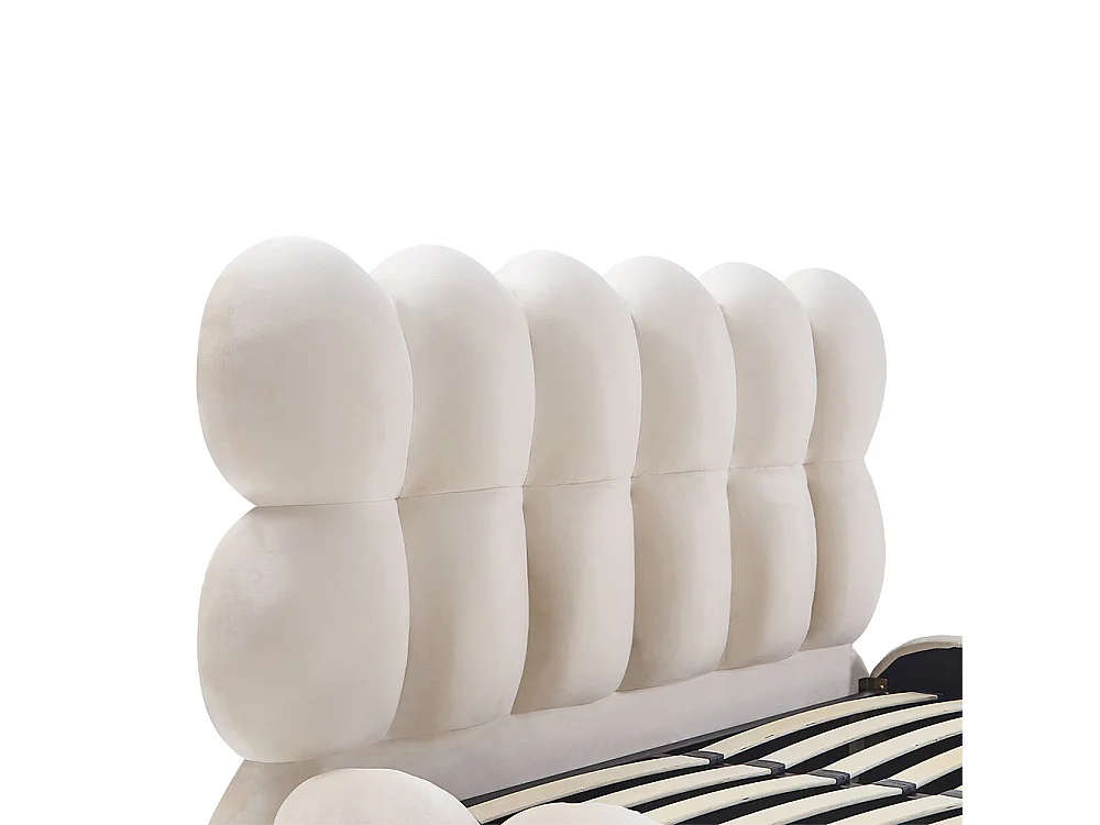 Lit coffre Megève velours beige 180x200 cm