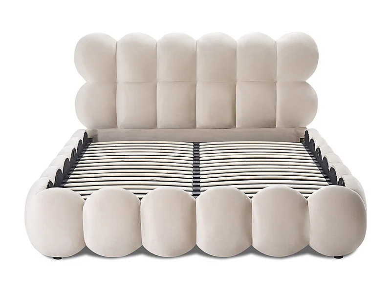 Lit coffre Megève velours beige 160x200 cm