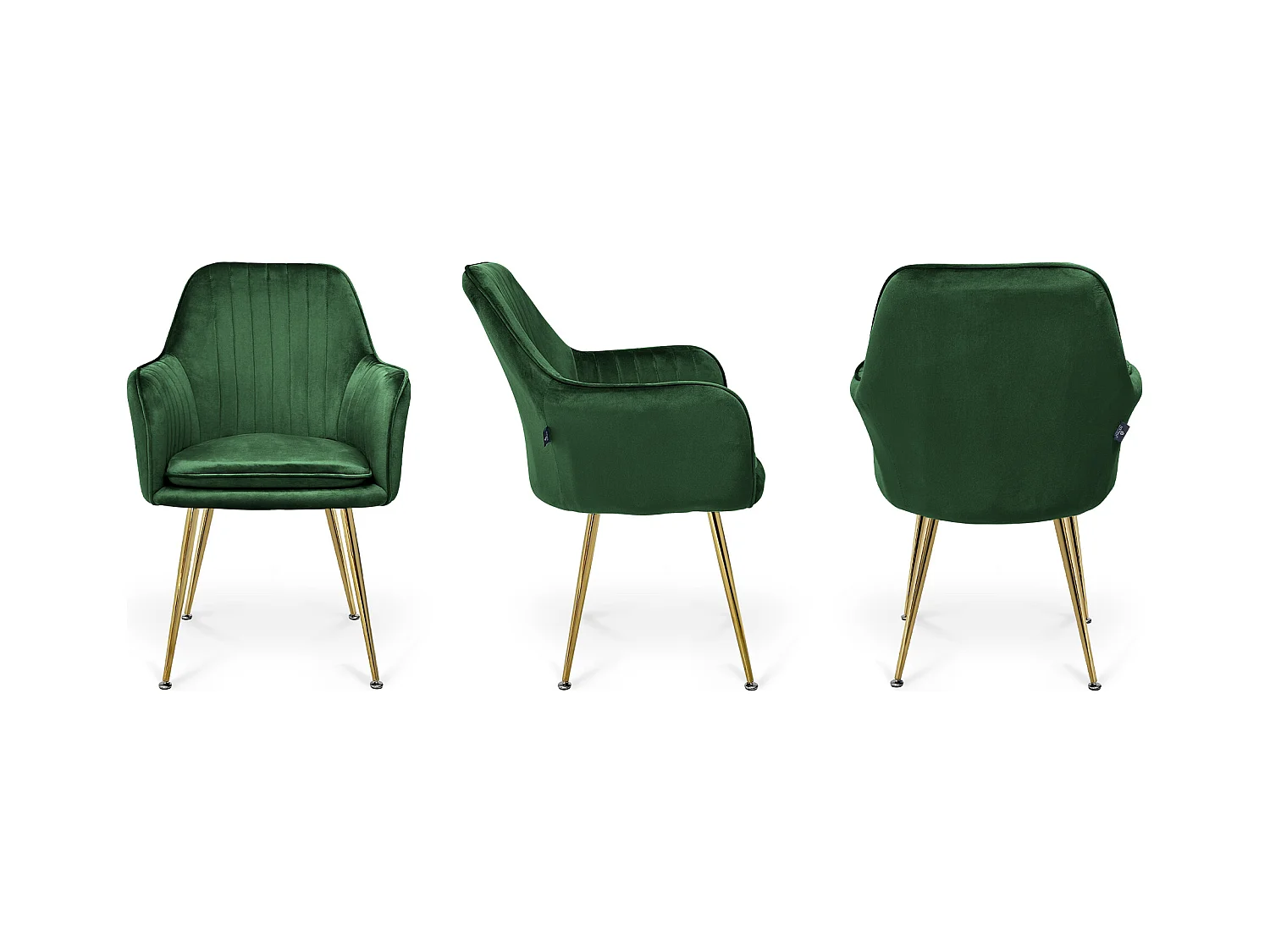 Sedia da pranzo in velluto verde scuro poltroncina vintage - Celine