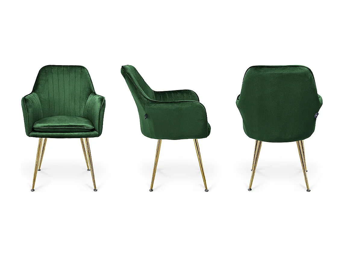 Sedia da pranzo in velluto verde scuro poltroncina vintage - Celine