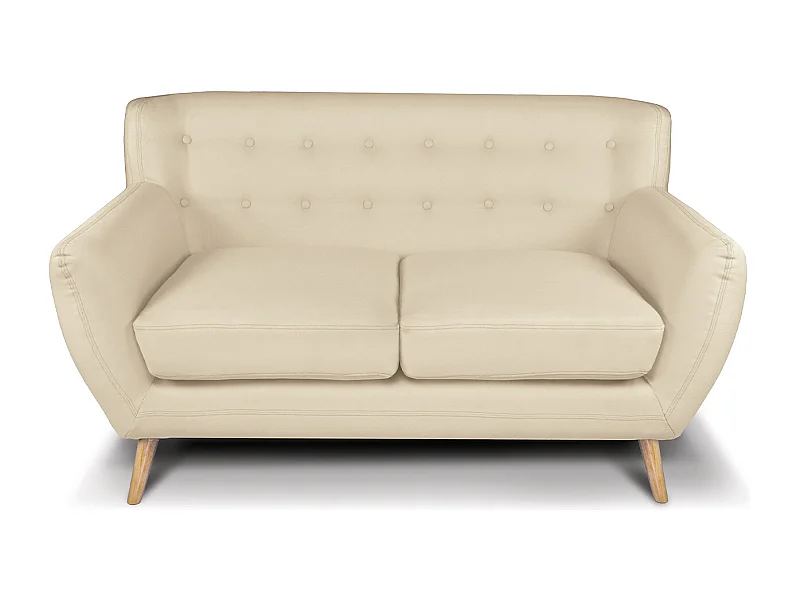 Divano 2 posti in tessuto beige dallo stile scandinavo - Emily