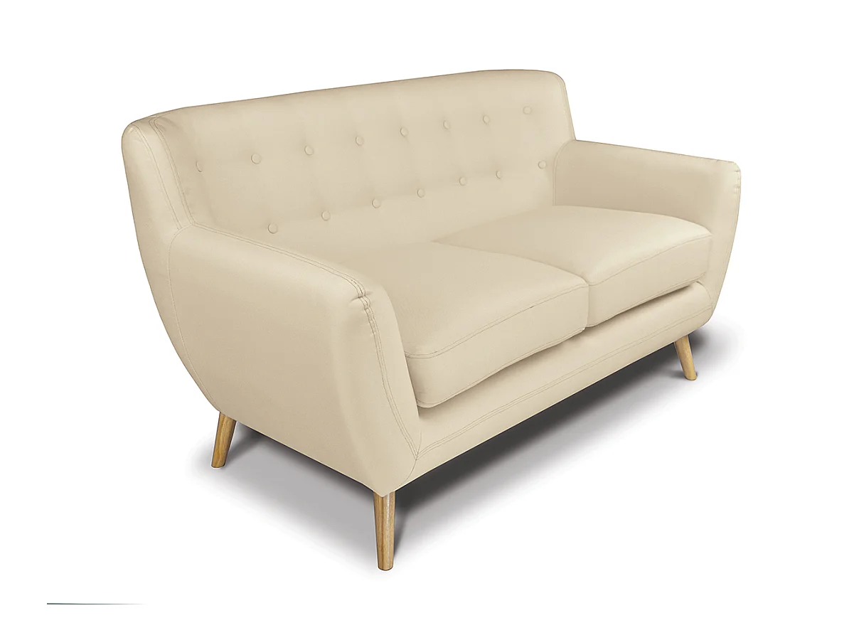 Divano 2 posti in tessuto beige dallo stile scandinavo - Emily