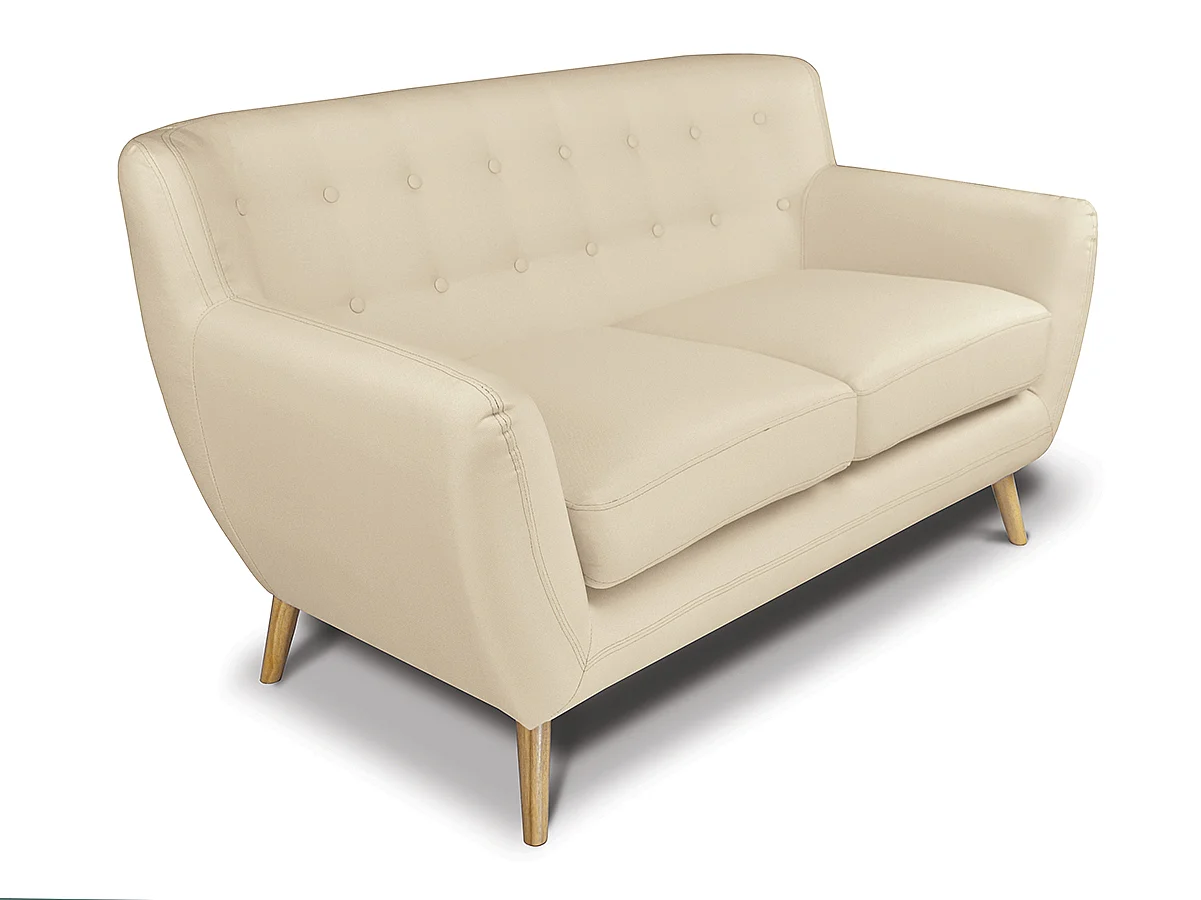 Divano 2 posti in tessuto beige dallo stile scandinavo - Emily