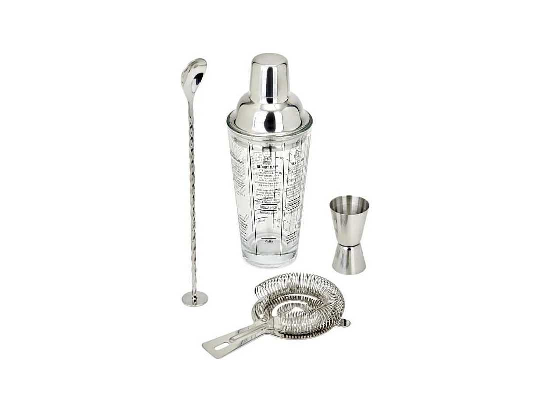 Set a cocktails - LIVOO - GS156 - 400 ml - Acier inoxydable - 1 shaker, 1 doseur, 1 cuillere, 1 passoire - Double graduation