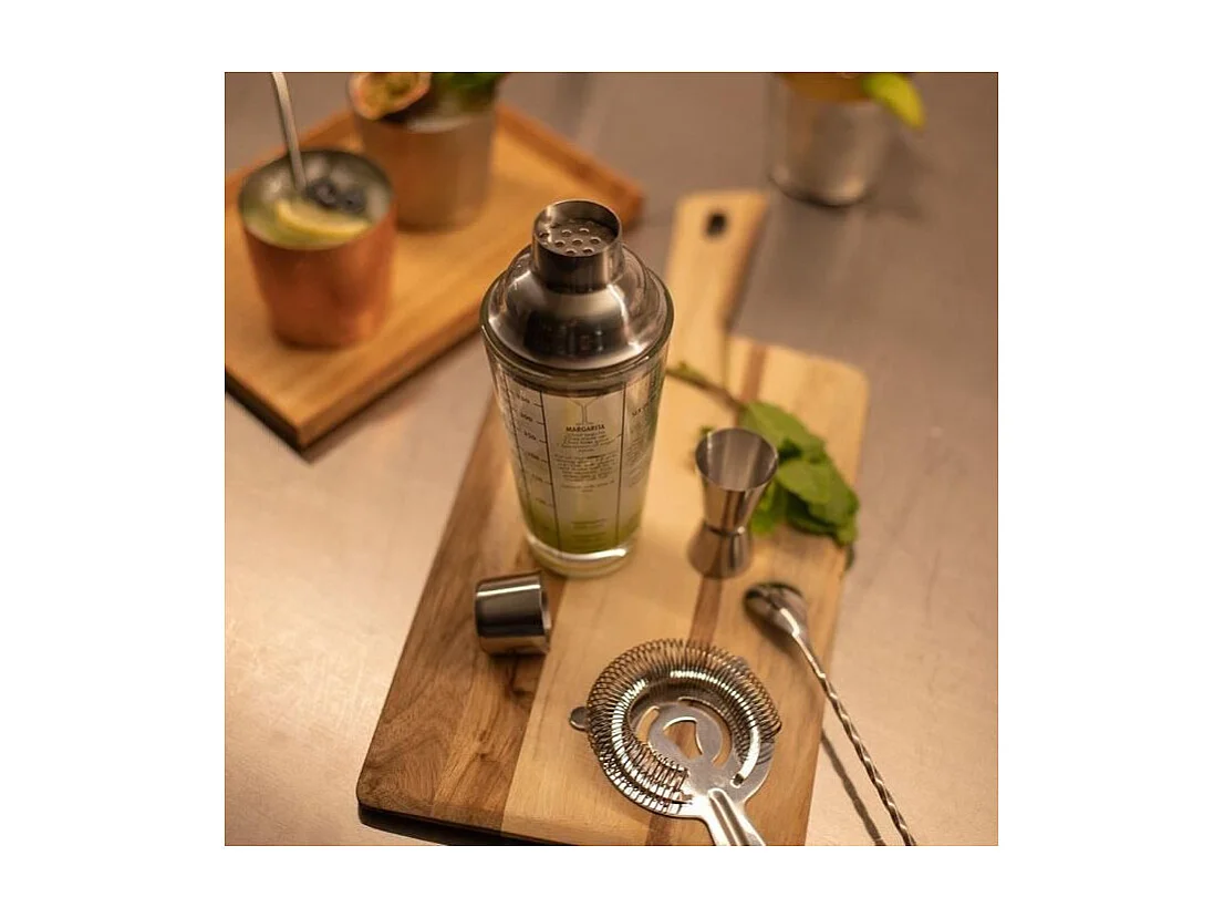 Set a cocktails - LIVOO - GS156 - 400 ml - Acier inoxydable - 1 shaker, 1 doseur, 1 cuillere, 1 passoire - Double graduation