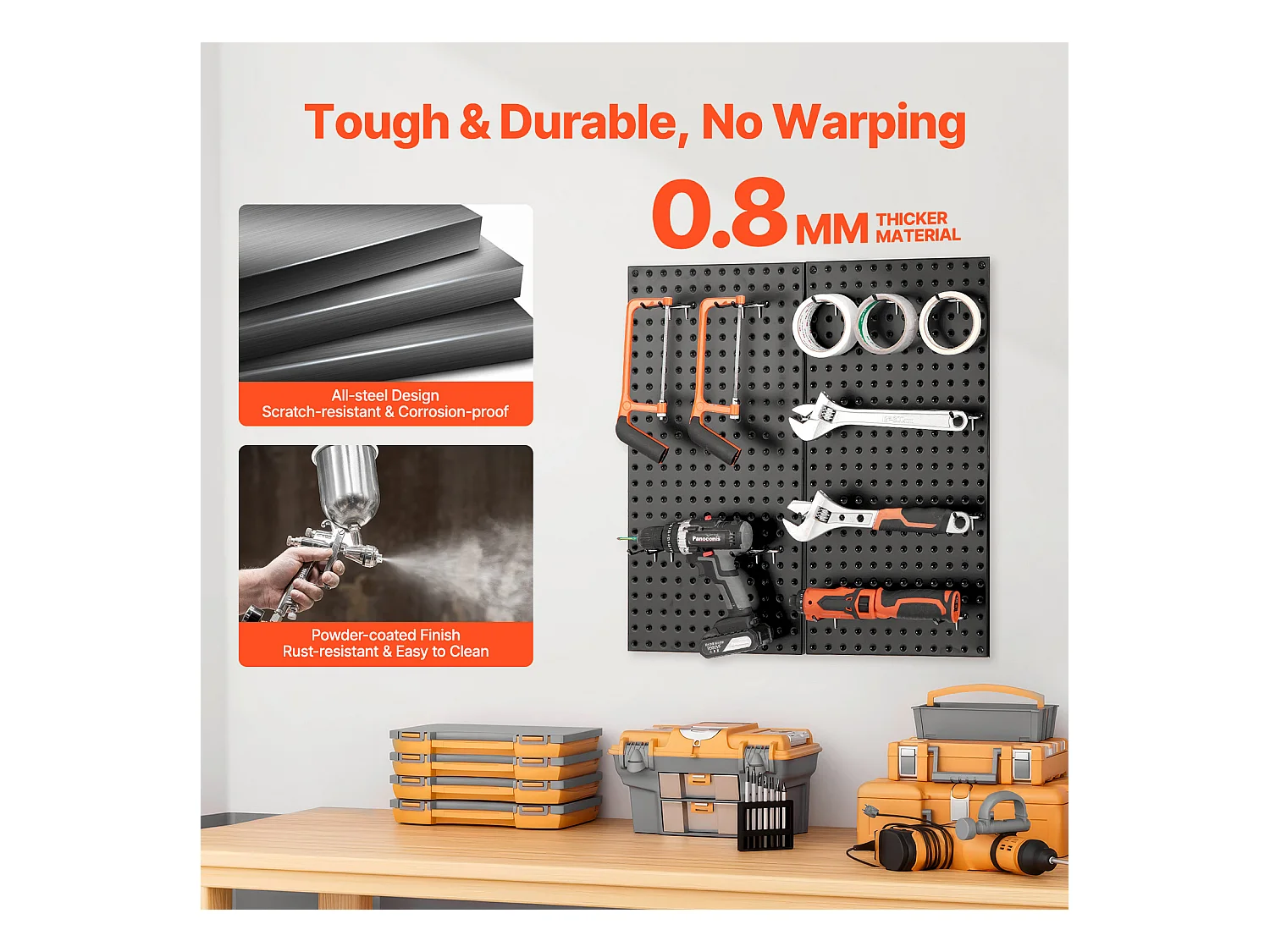 Panneaux Perforés en Métal SucceBuy, 2 Panneaux, 609,6x304,8 mm, pour Outils de Garage