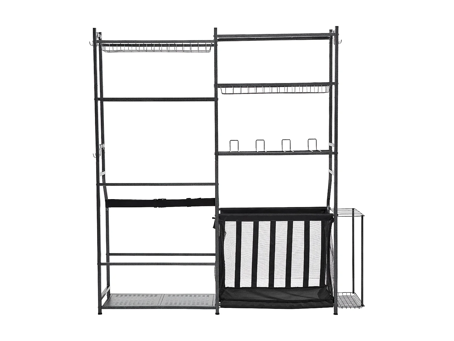 Organisateur de Rangement de Golf SucceBuy, Support pour 2 Sacs, Chariot pour Clubs et Balles pour Garage, Noir