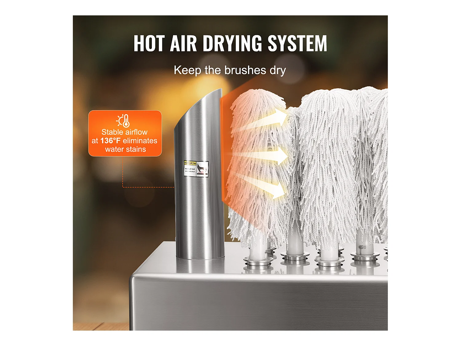 Polissoir à Verres à Vin SucceBuy, 8 Brosses, 660 Tasses/h, pour Bar et Restaurant