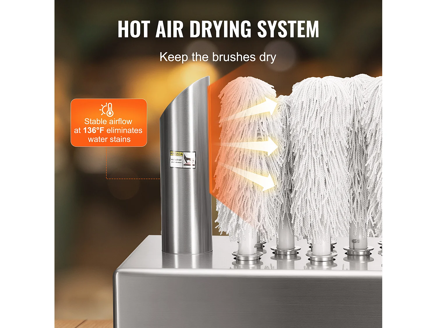 Polissoir à Verres à Vin SucceBuy, 8 Brosses, 660 Tasses/h, pour Bar et Restaurant