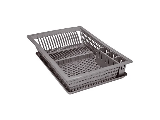 Geschirrabtropfkorb 18 Besteck Grau Gesprenkelt Aluminium und Kunststoff 49x36