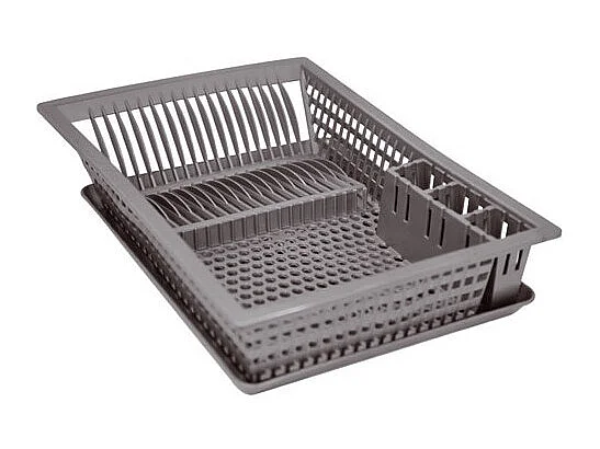 Egouttoir Vaisselle 18 Couverts Gris Moucheté Aluminium et Plastique 49x36