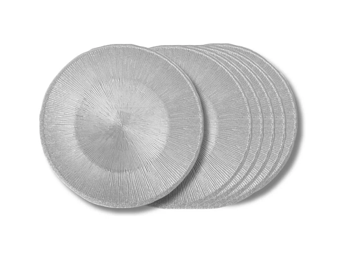 Assiette à dessert Glitter grise 21 cm (lot de 6)