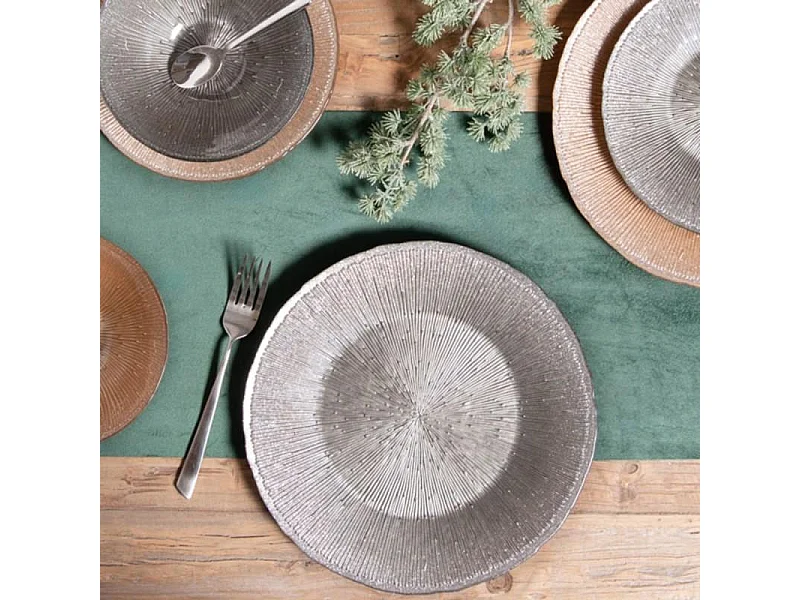 Assiette à dessert Glitter grise 21 cm (lot de 6)