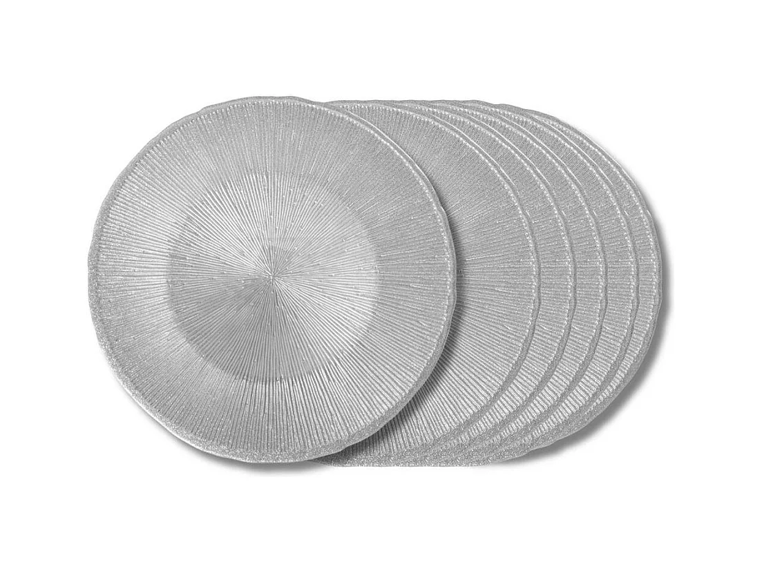 Assiette plate Glitter grise  28 cm (lot de 6)