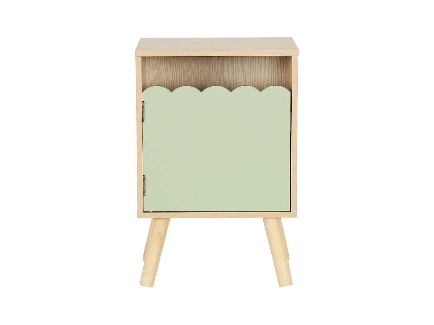 Table de chevet enfant décor bois vert 1 porte. pieds bois de pin - 34 x 23.5 x 52 cm  - Azur