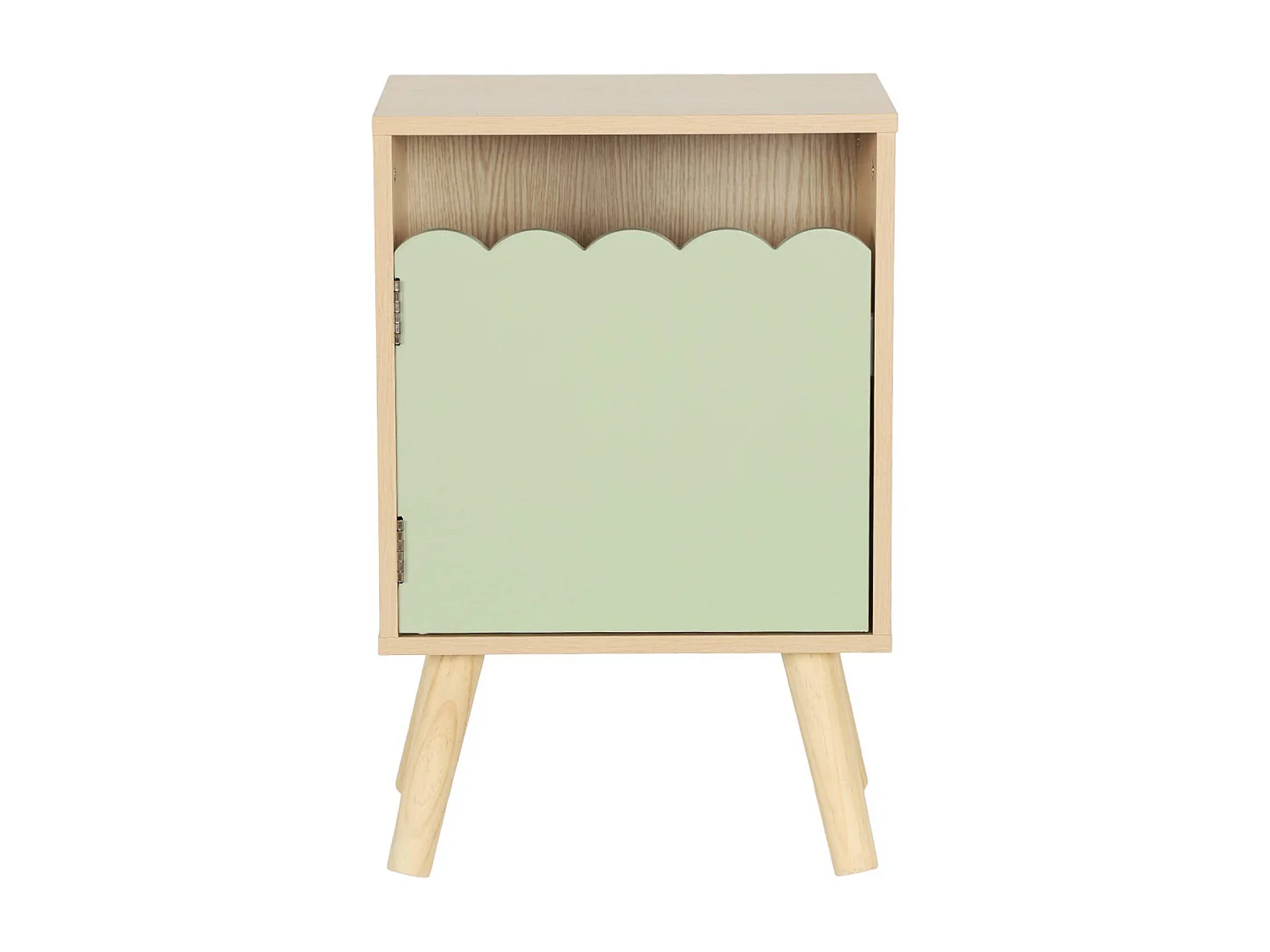 Table de chevet enfant décor bois vert 1 porte. pieds bois de pin - 34 x 23.5 x 52 cm  - Azur