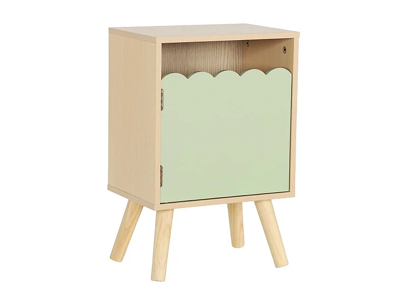 Comodino per bambini decorazione legno 1 anta, verde