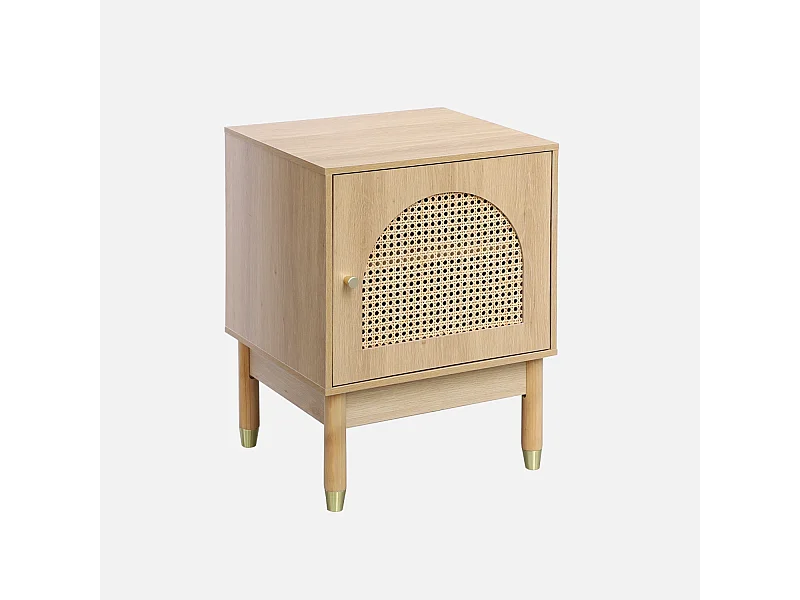 Mesita de madera y caña, 1 puerta natural