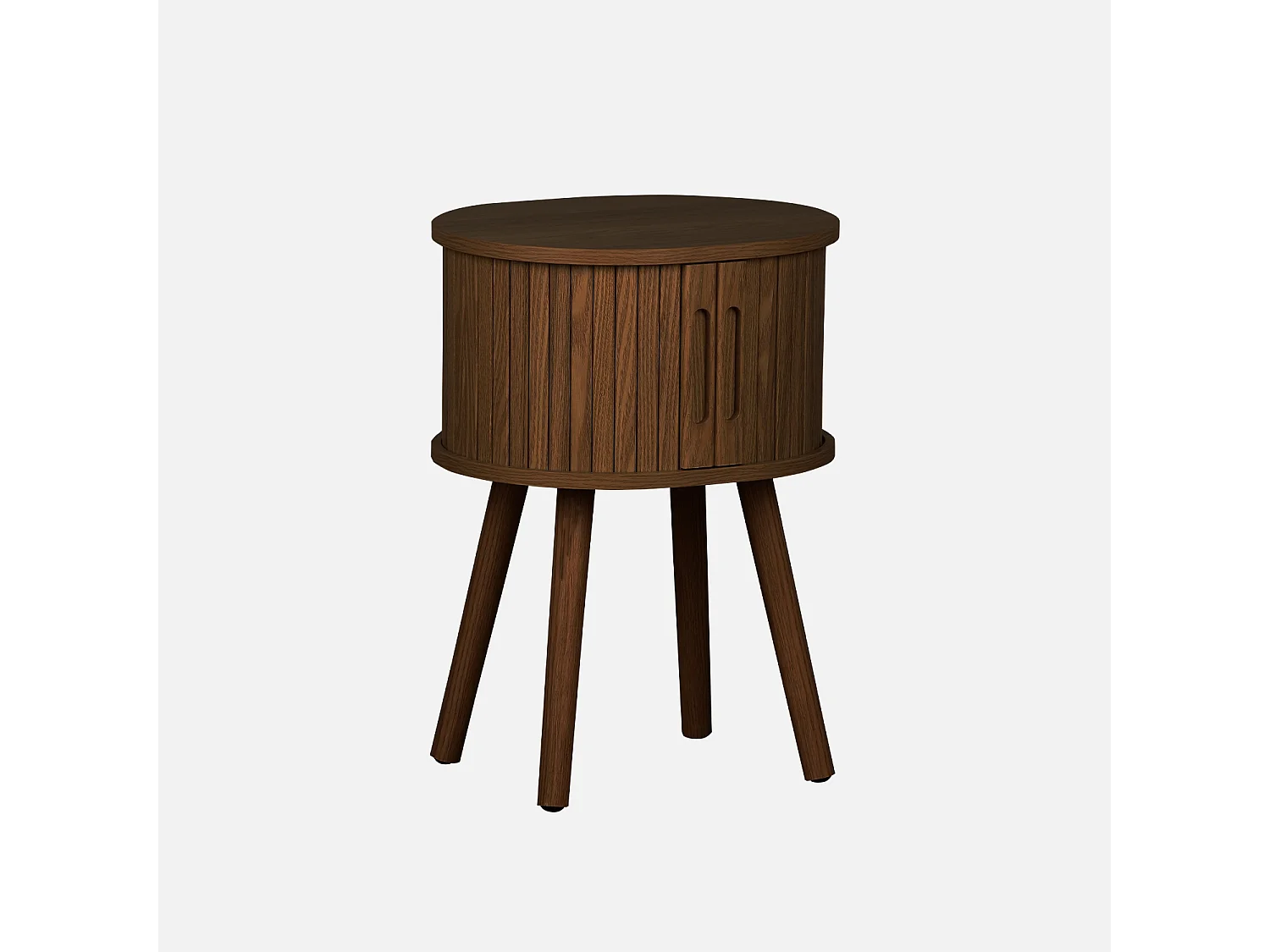 Tavolino da notte scandinavo con decorazioni in legno, 2 porte