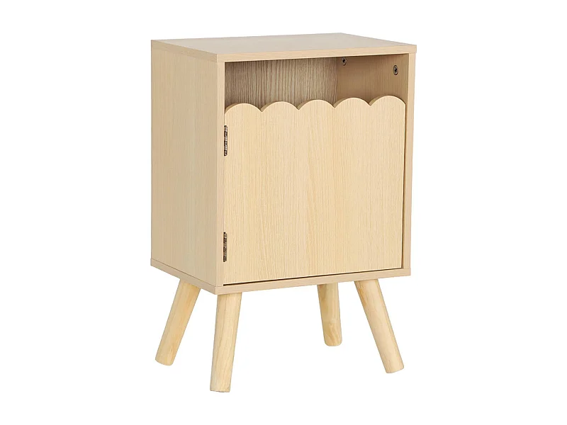 Comodino per bambini decorazione legno 1 anta, marrone naturale
