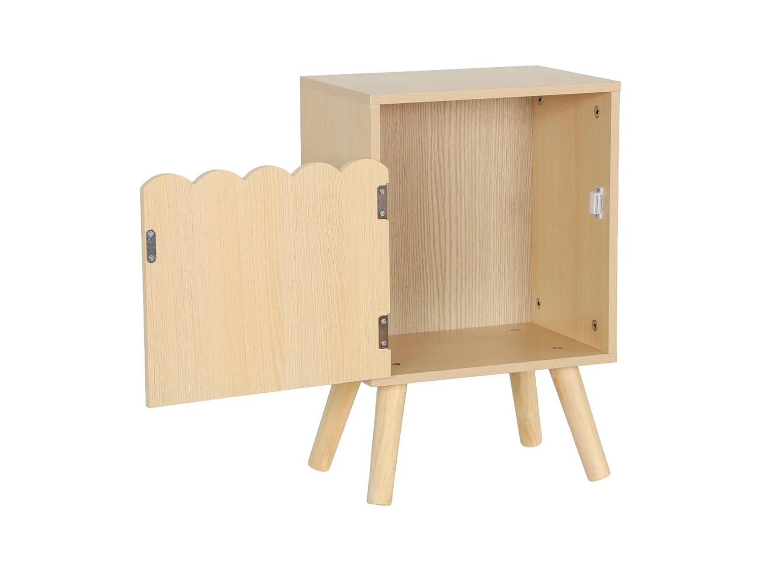 Table de chevet enfant décor bois naturel 1 porte. pieds bois de pin - 34 x 23.5 x 52 cm  - Azur