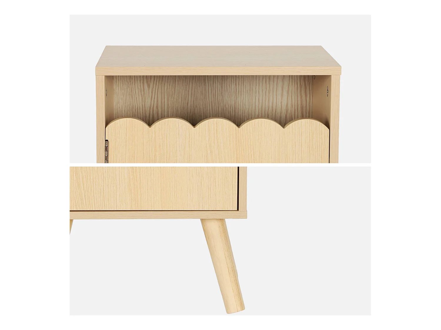 Table de chevet enfant décor bois naturel 1 porte. pieds bois de pin - 34 x 23.5 x 52 cm  - Azur