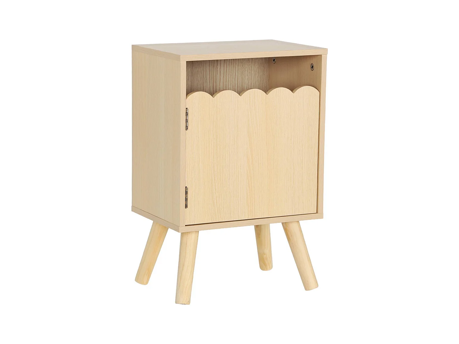 Table de chevet enfant décor bois naturel 1 porte. pieds bois de pin - 34 x 23.5 x 52 cm  - Azur