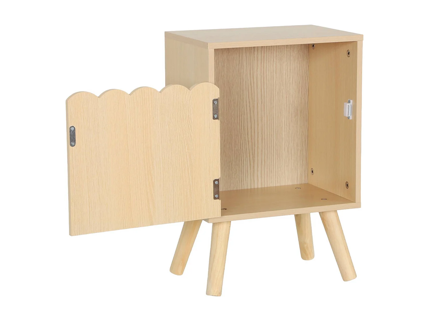 Table de chevet enfant décor bois naturel 1 porte. pieds bois de pin - 34 x 23.5 x 52 cm  - Azur