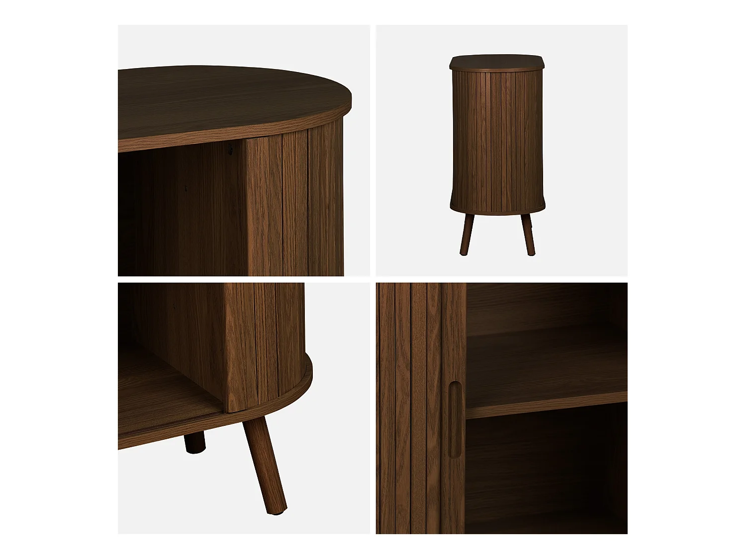 Aparador escandinavocon  efecto madera ranurada, 80cm nogal