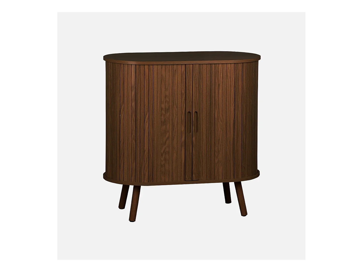 Buffet portes 2 coulissantes avec étagère. effet bois rainuré. buffet bas. L 80 x P 40 x H 80cm