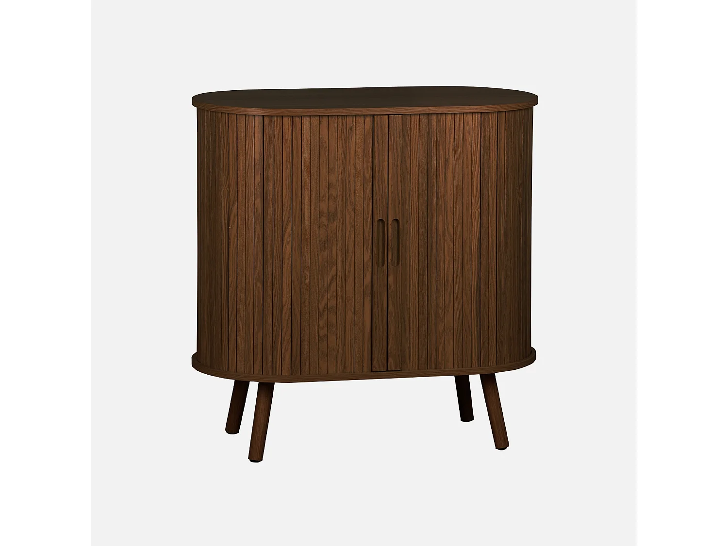 Buffet portes 2 coulissantes avec étagère. décor bois rainuré. buffet bas. L 80 x P 40 x H 80cm