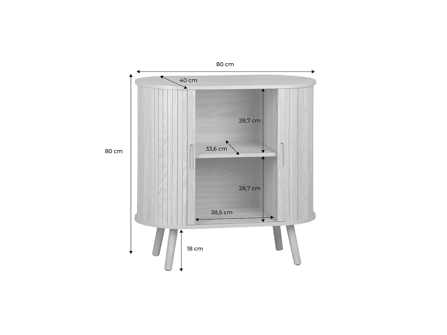 Credenza con ante scorrevoli e ripiano, noce