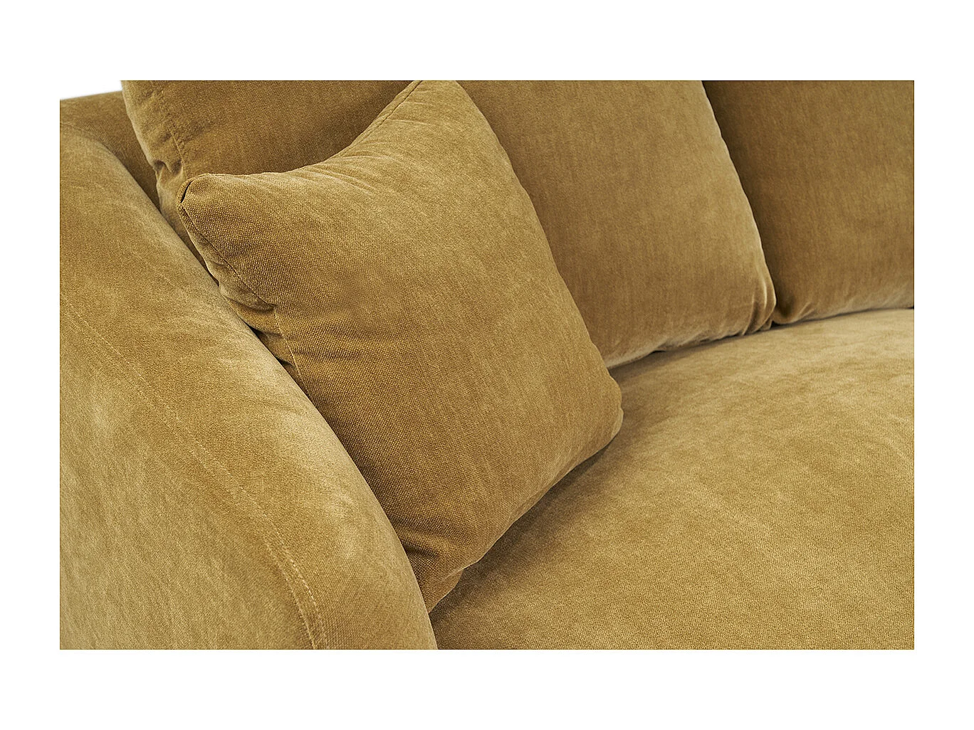 Canapé design 3 places en tissu effet velours jaune curry et métal noir JERRY