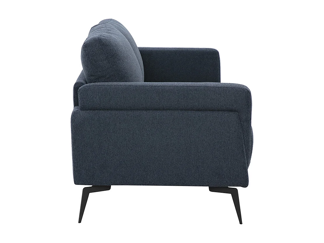 Design-Sofa mit 2 Plätzen aus dunkelblauem strukturiertem Samteffektstoff und schwarzem Metall MOSCO