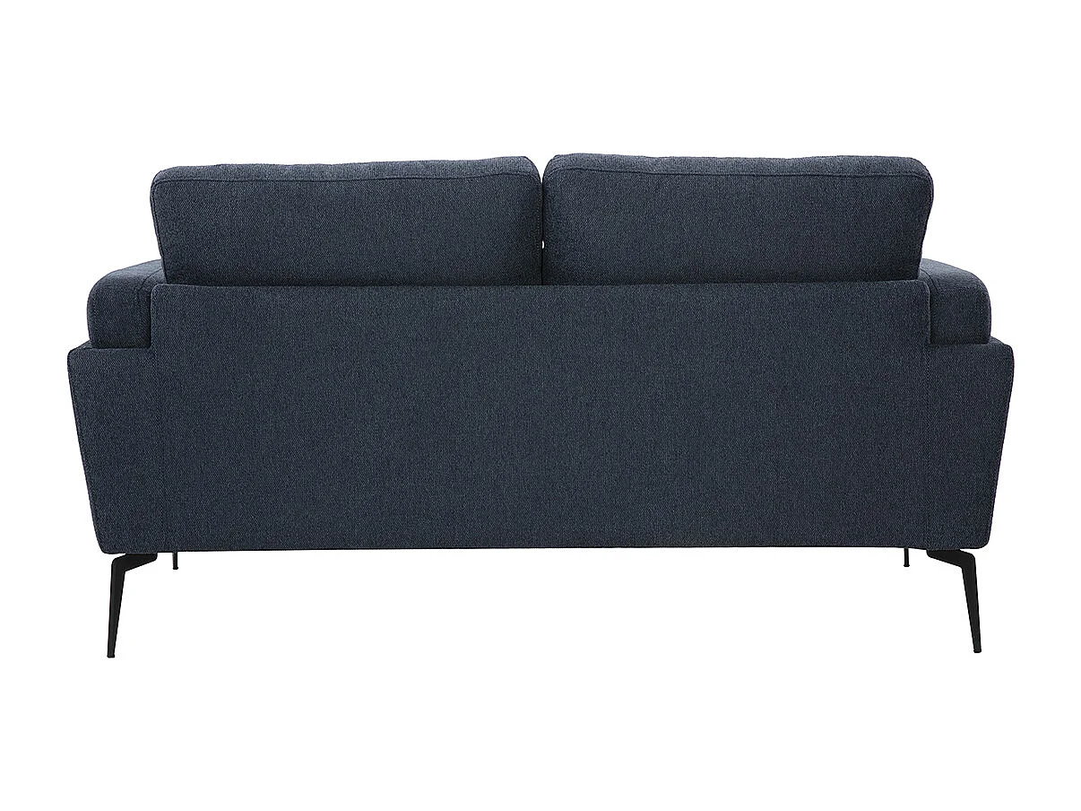 Design-Sofa mit 2 Plätzen aus dunkelblauem strukturiertem Samteffektstoff und schwarzem Metall MOSCO