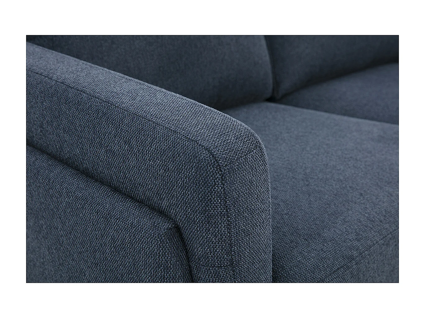 Design-Sofa mit 2 Plätzen aus dunkelblauem strukturiertem Samteffektstoff und schwarzem Metall MOSCO