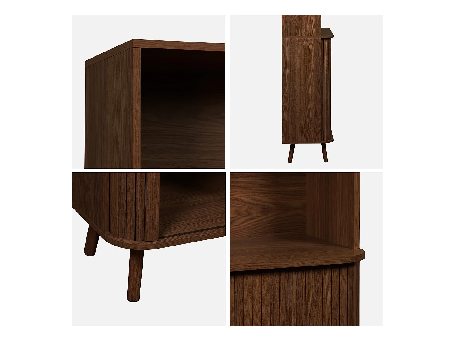 Estantería escandinavo, 2 puertas correderas, 4 niveles nogal