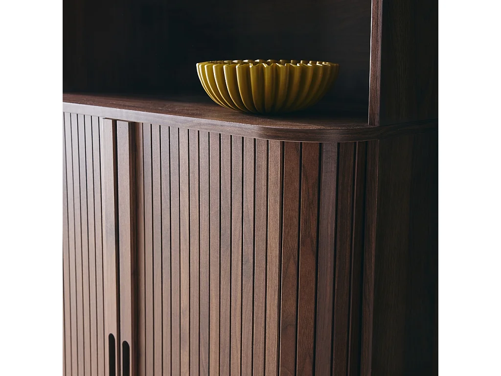 Scaffale libreria decorativo in legno scanalato 2 ante scorrevoli 4