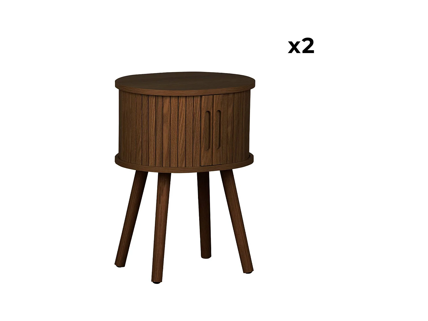 Set 2 comodini scandinavi decorazione legno 2 ante scorrevoli , noce