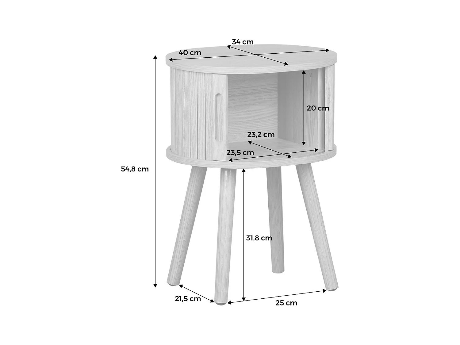 Set 2 comodini scandinavi decorazione legno 2 ante scorrevoli , noce