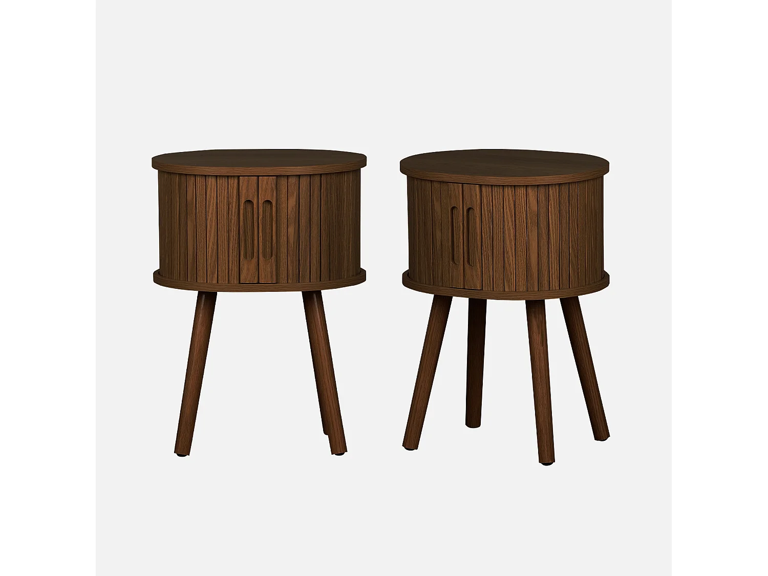 Set 2 comodini scandinavi decorazione legno 2 ante scorrevoli , noce