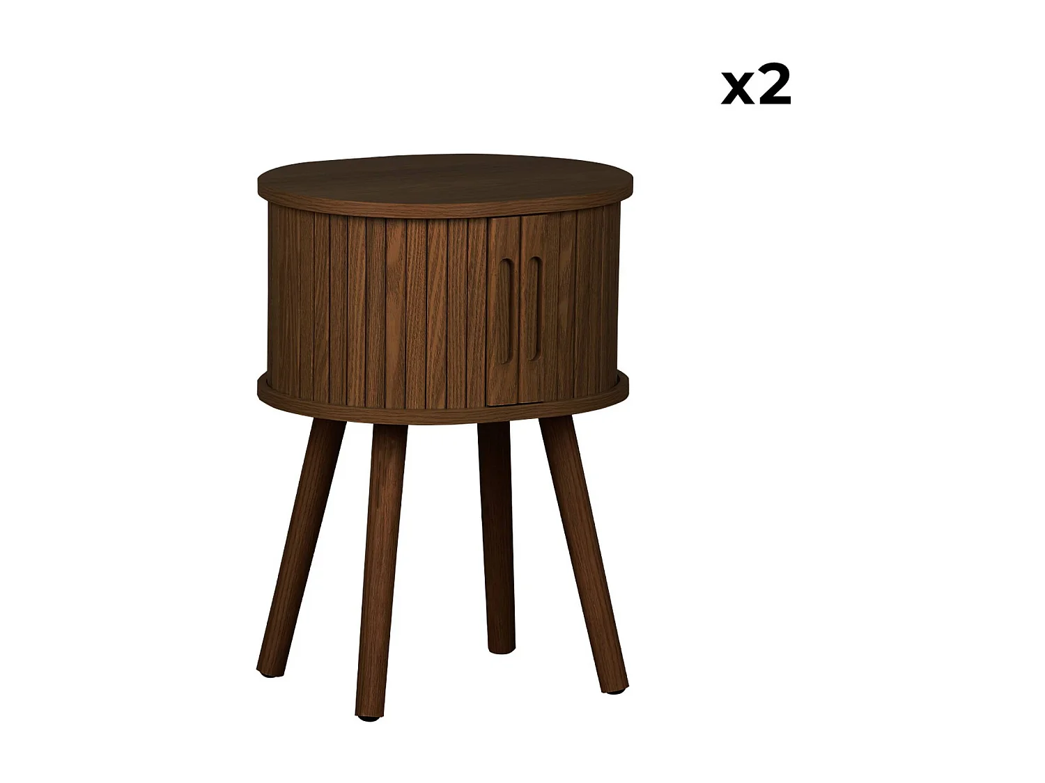 Set 2 comodini scandinavi decorazione legno 2 ante scorrevoli , noce