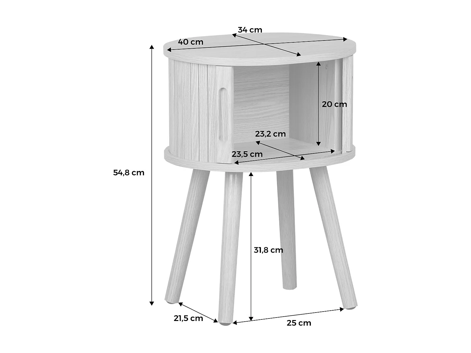 Set 2 comodini scandinavi decorazione legno 2 ante scorrevoli , noce