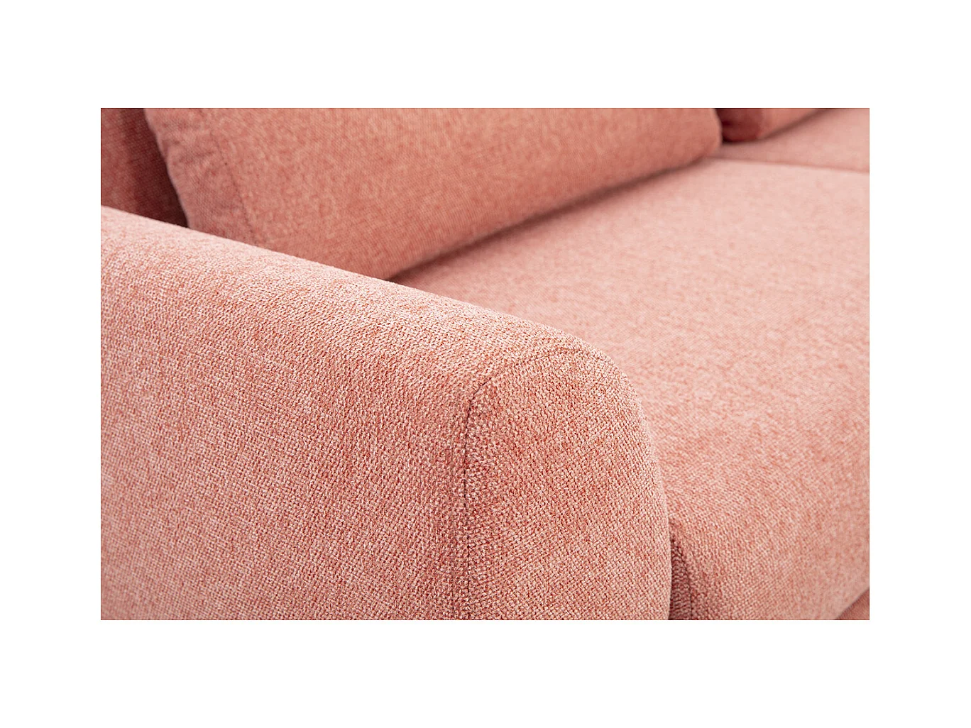 Canapé scandinave 3 places en tissu effet velours texturé terracotta et bois clair EKTOR