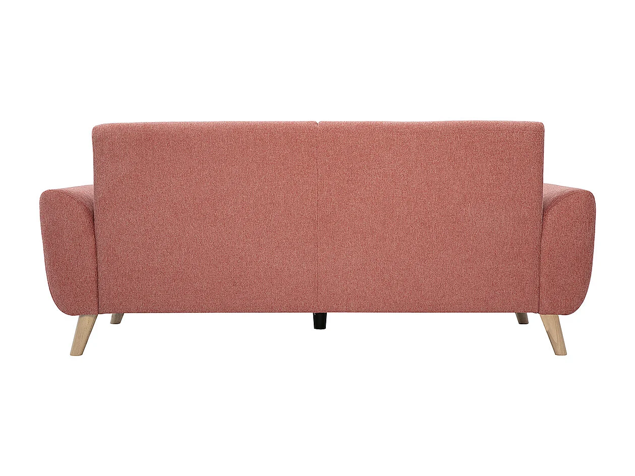 Skandinavisches 3-Sitzer-Sofa in terrakotta-farbenem strukturiertem Samteffekt und hellem Holz EKTOR