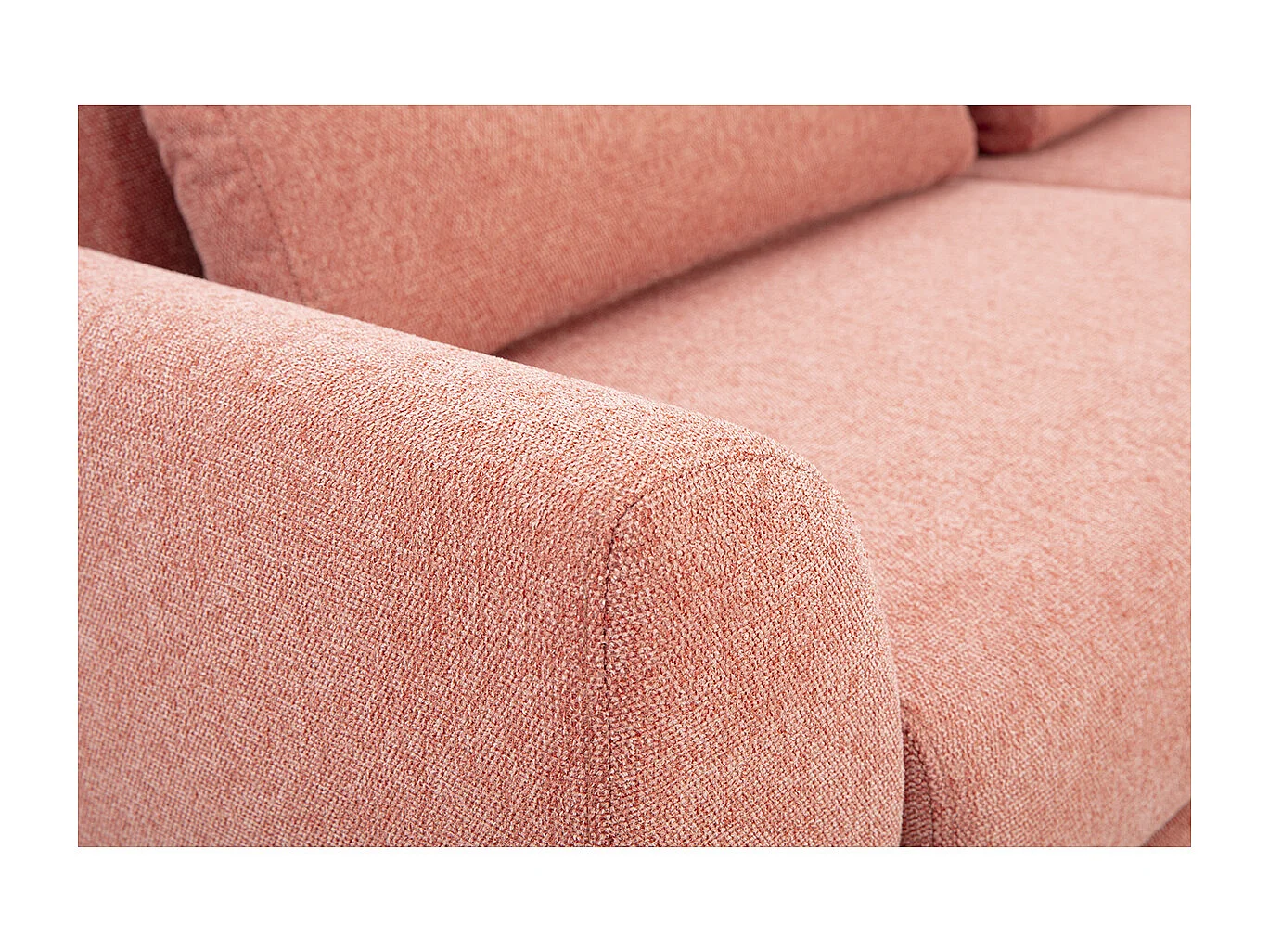 Skandinavisches 3-Sitzer-Sofa in terrakotta-farbenem strukturiertem Samteffekt und hellem Holz EKTOR