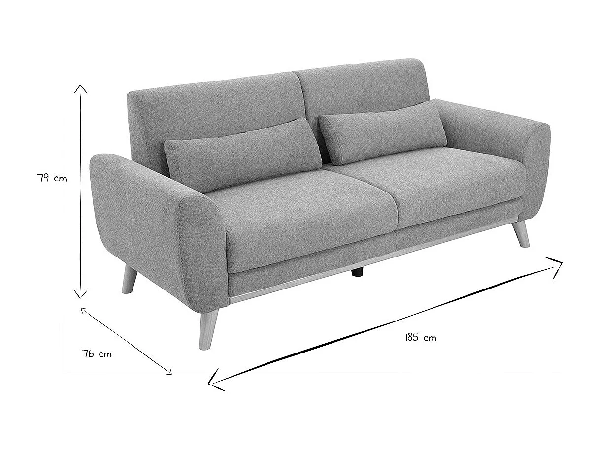 Skandinavisches 3-Sitzer-Sofa in terrakotta-farbenem strukturiertem Samteffekt und hellem Holz EKTOR