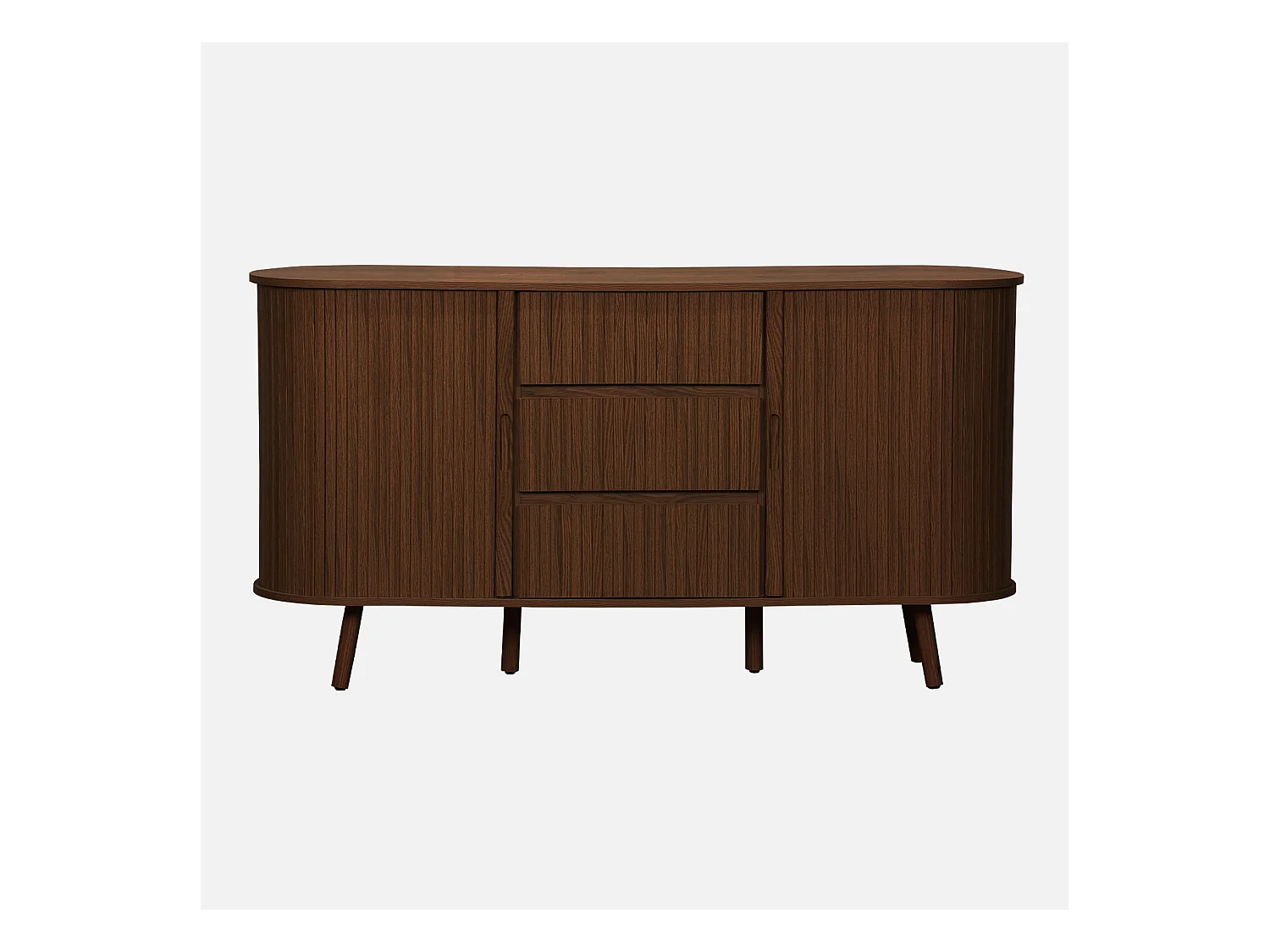 Credenza scandinava effetto legno scanalato 2 ante scorrevoli, 150cm,