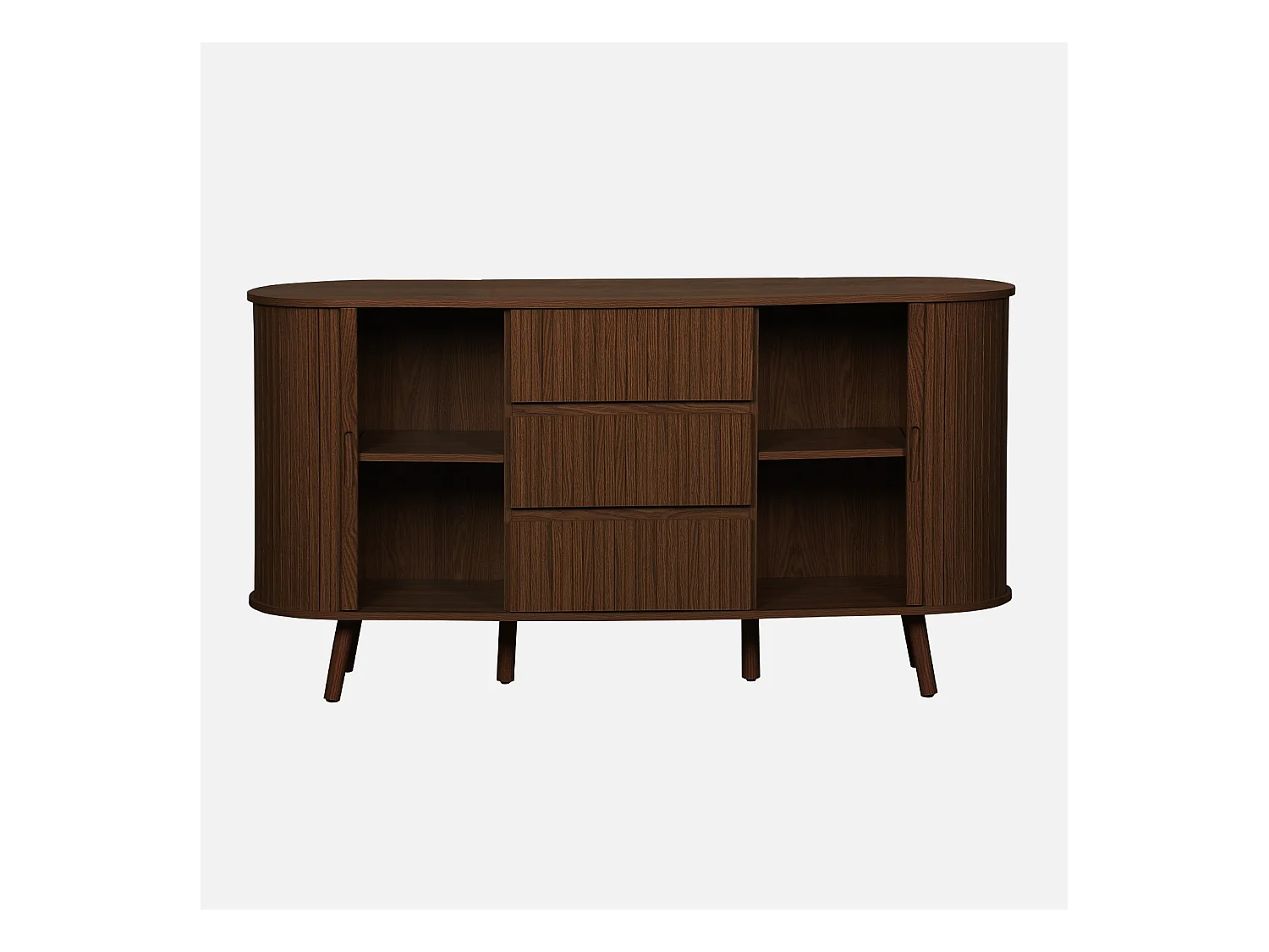 Credenza scandinava effetto legno scanalato 2 ante scorrevoli, 150cm,